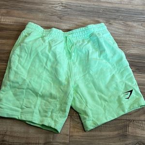 Mens lime green gymshark sweat shorts small